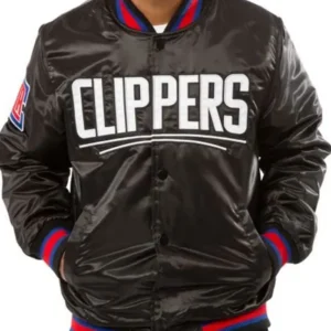 Los Angeles Clippers Black Bomber Satin Jacket