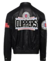 Los Angeles Clippers Black Leather Full Snap Jacket 1