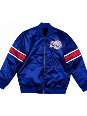 Los Angeles Clippers Navy Blue Satin Zipper Jacket