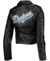 Los Angeles Dodgers Black Leather Biker Jacket