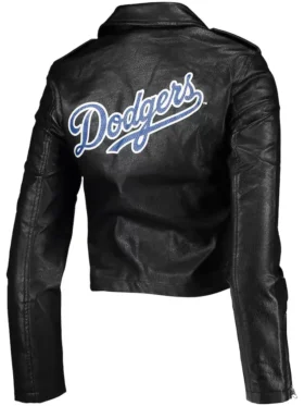 Los Angeles Dodgers Black Leather Biker Jacket