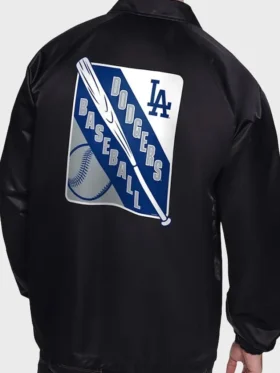 Los Angeles Dodgers Black Starter Bomber Full Snap Jacket 1
