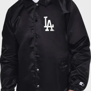 Los Angeles Dodgers Black Starter Bomber Full Snap Jacket