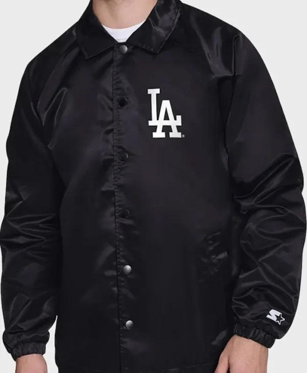 Los Angeles Dodgers Black Starter Bomber Full Snap Jacket