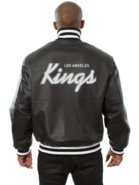 Los Angeles Kings Black Leather Jacket Back
