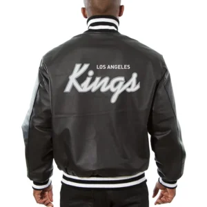 Los Angeles Kings Black Leather Jacket Back