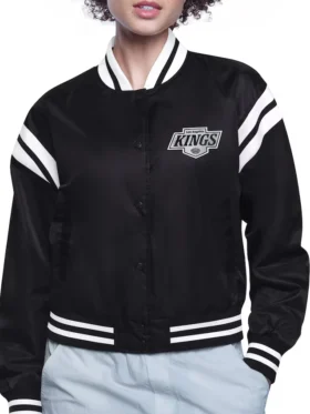 Los Angeles Kings Team Logo Black Satin Jacket