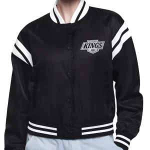 Los Angeles Kings Team Logo Black Satin Jacket