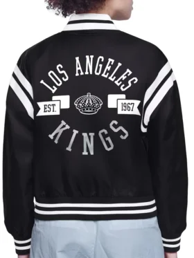 Los Angeles Kings Team Logo Black Satin Jacket Back