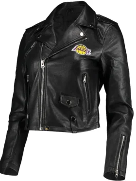 Los Angeles Lakers Black Biker Leather Jacket