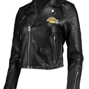 Los Angeles Lakers Black Biker Leather Jacket