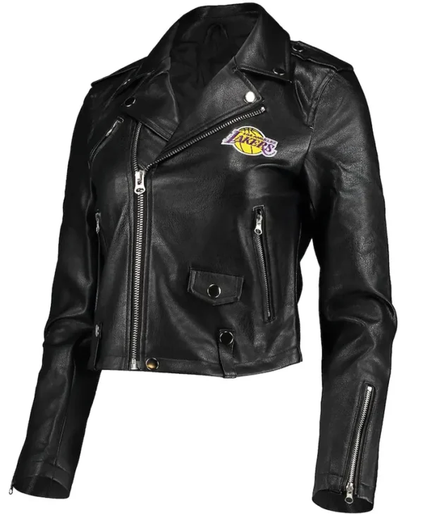 Los Angeles Lakers Black Biker Leather Jacket