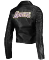 Los Angeles Lakers Black Biker Leather Jacket Back