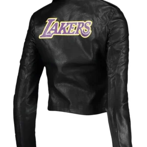 Los Angeles Lakers Black Biker Leather Jacket Back