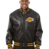 Los Angeles Lakers Black Bomber Leather Jacket