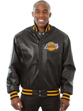 Los Angeles Lakers Black Bomber Leather Jacket