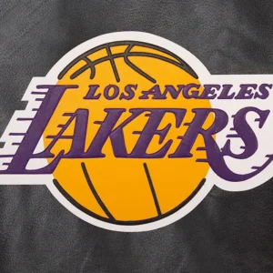 Los Angeles Lakers Black Bomber Leather Jacket Logo