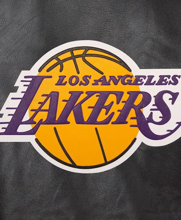 Los Angeles Lakers Black Bomber Leather Jacket Logo