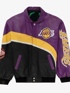 Los Angeles Lakers Bomber Full Snap Leather Jacket