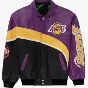 Los Angeles Lakers Bomber Full Snap Leather Jacket