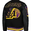 Los Angeles Lakers Letterman Black Varsity Wool Jacket Back