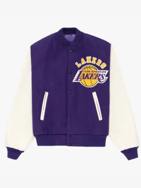 Los Angeles Lakers Purple And White Wool Varsity Jacket