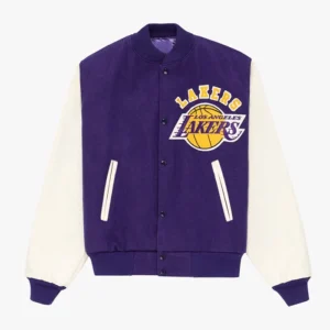 Los Angeles Lakers Purple And White Wool Varsity Jacket