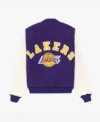Los Angeles Lakers Purple And White Wool Varsity Jacket Back