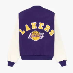 Los Angeles Lakers Purple And White Wool Varsity Jacket Back