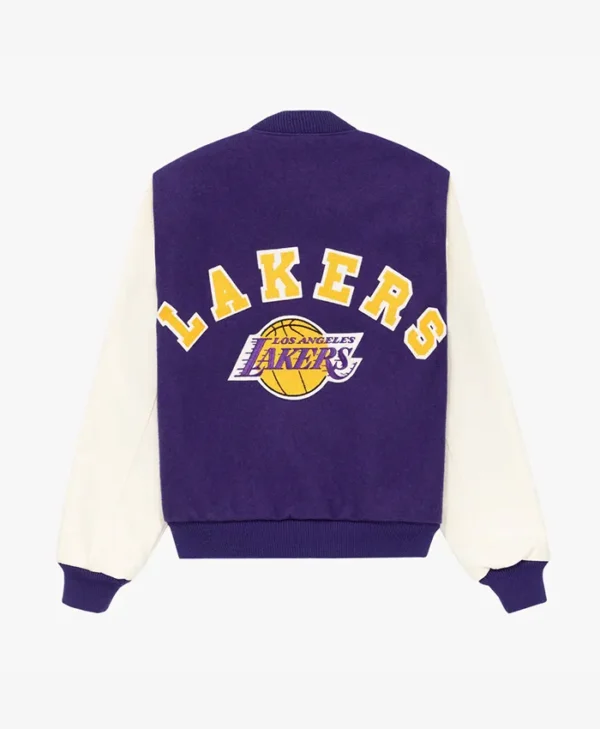 Los Angeles Lakers Purple And White Wool Varsity Jacket Back