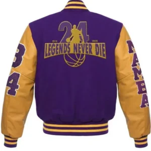Los Angeles Lakers Purple Letterman Wool Varsity Jacket Back