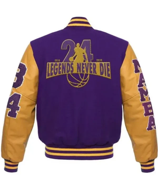 Los Angeles Lakers Purple Letterman Wool Varsity Jacket Back