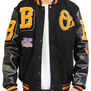 MLB Baltimore Orioles Retro Classic Mens Rib Wool Varsity Jacket
