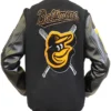 MLB Baltimore Orioles Retro Classic Mens Rib Wool Varsity Jacket Back