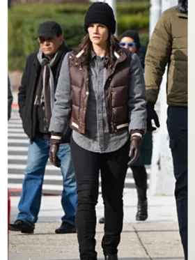 Maggie Bell FBI Brown and Grey Puffer Jacket