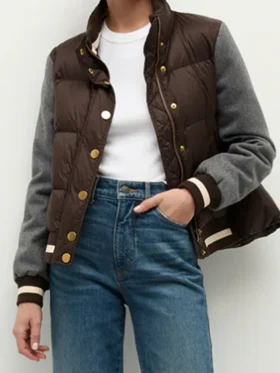 Maggie Bell FBI Brown and Grey Puffer Jacket For Sale