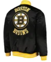Marlon Boston Bruins Black Heavyweight Satin Varsity Jacket Back