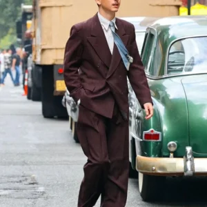 Marty Supreme 2025 Timothee Chalamet Maroon Suit