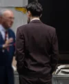 Marty Supreme 2025 Timothee Chalamet Maroon Suit Back