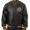 Mason Boston Bruins Black Bomber Leather Jacket