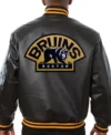 Mason Boston Bruins Black Bomber Leather Jacket Back
