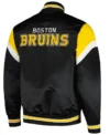 Meagan Boston Bruins Black Heavyweight Satin Jacket Back