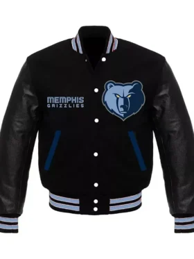 Memphis Grizzlies Black Full Snap Wool Varsity Jacket