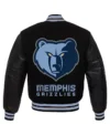 Memphis Grizzlies Black Full Snap Wool Varsity Jacket Back