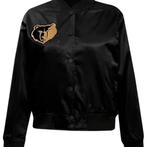 Memphis Grizzlies Black Satin Bomber Full Snap Jacket