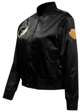 Memphis Grizzlies Black Satin Bomber Full Snap Jacket Side
