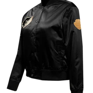 Memphis Grizzlies Black Satin Bomber Full Snap Jacket Side