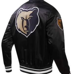 Memphis Grizzlies Black Satin Bomber Jacket Back