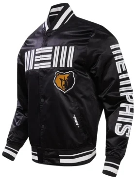 Memphis Grizzlies Black Satin Bomber Jacket Side