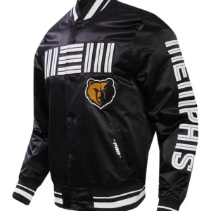 Memphis Grizzlies Black Satin Bomber Jacket Side